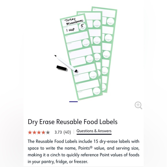 WeightWatchers Food Labels with a dry erase marker. Pack of 15 labels. 2 packs! - Picture 6 of 6